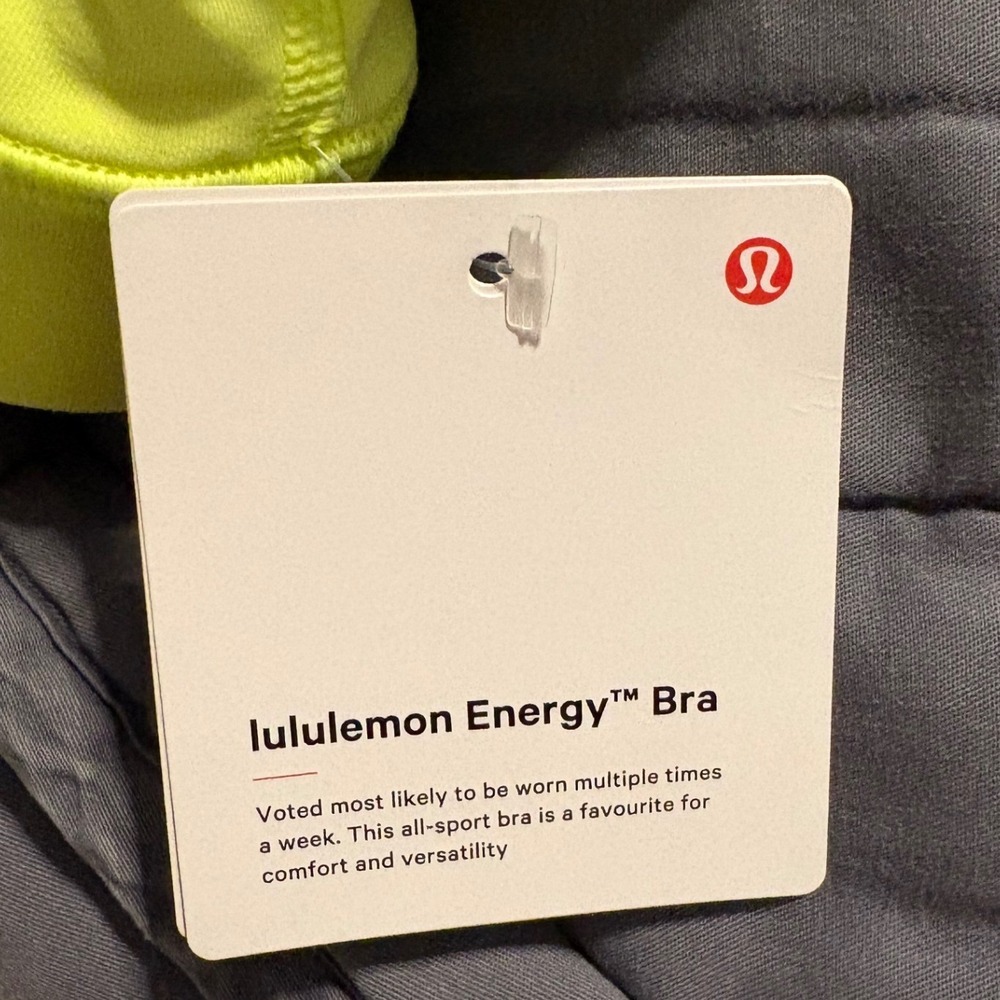 NWT Lululemon Energy Bra Electric Lemon Neon Yellow Strappy Sports Bra Size 12 - Picture 6 of 6